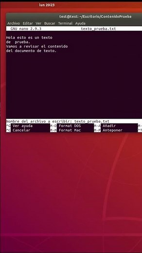 Crear y editar archivos desde terminal Ubuntu.
