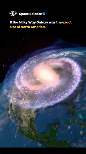 if the Milky Way Galaxy were scaled down to the size of North America (roughly 4,500–5,000 km across), the Sun would be approximately 6 micrometers in diameter, which is roughly the size of a red blood cell. This comparison highlights the immense, mostly empty space between stars in our galaxy. The Milky Way is about 10^21 meters wide, while the continental USA is roughly 5 x 10^6meters, creating a reduction factor of approximately 200 trillion to 1. The Sun's actual diameter of 1.39 million km