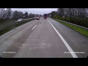 Wie ein LKW Auffahrunfall entsteht. Autobahn A1 Osnabrück - Bremen.