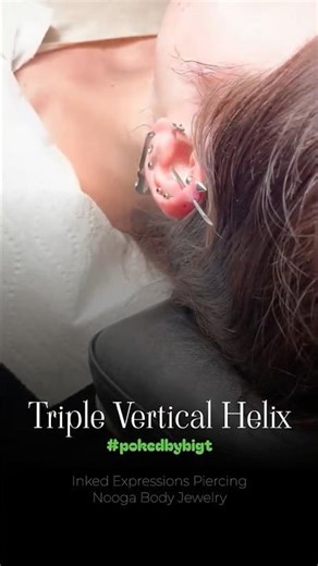Triple Vertical Helix Piercing #pokedbybigt Thank you for watching as I hone my craft #fypシ #fy