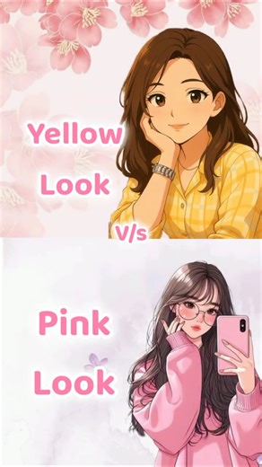 Yellow look🆚Pink look#trendyfashion #fashiontrend #fashionreels#TrendingSong