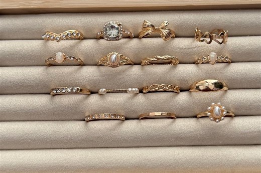 15pcs Stackable Gold Rings, Rhinestone & Crysta Ring Set, Bow Stacking Rings for Her, Jewelry Gift for Her, Gemstone Midi Ring, - Etsy