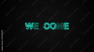 welcome text animation with blue neon light. suitable for intro the video or greetings of video. 4k Video Stock Video