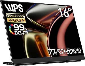 EHOMEWEI 2K Portable Monitor 16inch WQXGA 2560x1600 QLED USB-C Laptop HDMI 400Nit HDR FreeSync Gaming Buisiness Eye Care PC Mac Phone PS4/5 Switch E160NSL