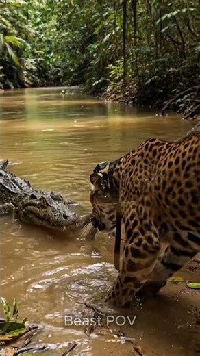 Jaguar Hunts Caiman POV – Can It Escape the River Edge? | Beast POV