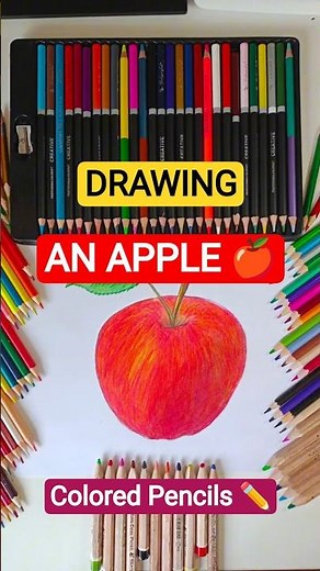 Easy Apple Drawing 🍎 | Colored Pencil Drawing Tutorial #shorts