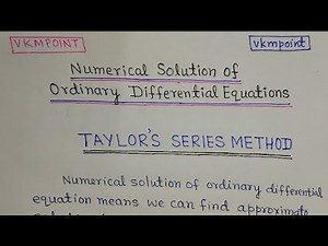 Taylor Series Method ONE SHOT | Numerical Solution of ODE | taylor series method numerical analysis