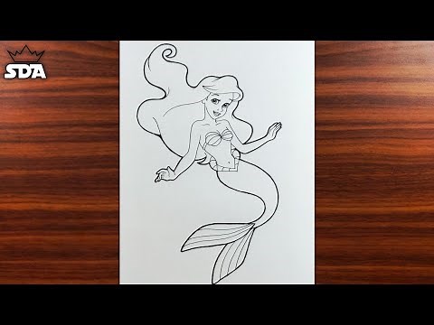 How to Draw Ariel the Little Mermaid (full body) very easy