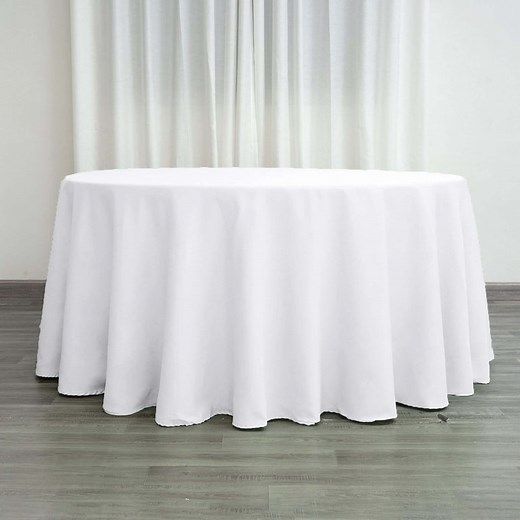 Polyester Round Tablecloth 120" White | eFavormart