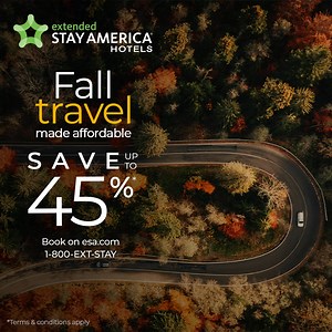 Save up to 45% on your fall adventure. Enjoy spacious suites, on-site guest laundry, fully-equipped kitchens, free breakfast (at participating locations) and free wi-fi at 700 Extended Stay America hotels. | Extended Stay America