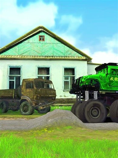 Spintires Mudrunner Truck vs Extreme Broken Road with Speed Bumps Gameplay EP180 #mudrunner