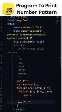 Program to Print Number Pattern in JavaScript | Easy Logic Explained