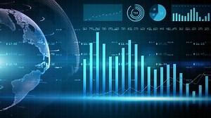 Digital financial chart bars, Financial investment trends around the world, Big data and stock market, Business and finance background concept.