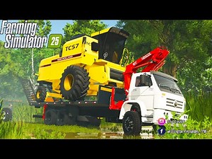 PASSEI APUROS PARA LEVAR MINHA NOVA COLHEITADEIRA TC57| Terras Alagadas | Farming Simulator 25-ep.05