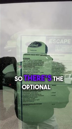 2026 Ford Escape Hybrid Platinum AWD Window Sticker