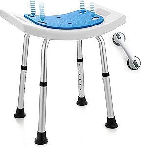 FSA/HSA Eligible Shower Stool for Inside Shower, Shower Chair Seat with Assist Grab Bar, Tool-Free Assembly Shower Seat for Bathtub, Shower Bath Chairs for Elderly, Senior, Handicap,Injured
