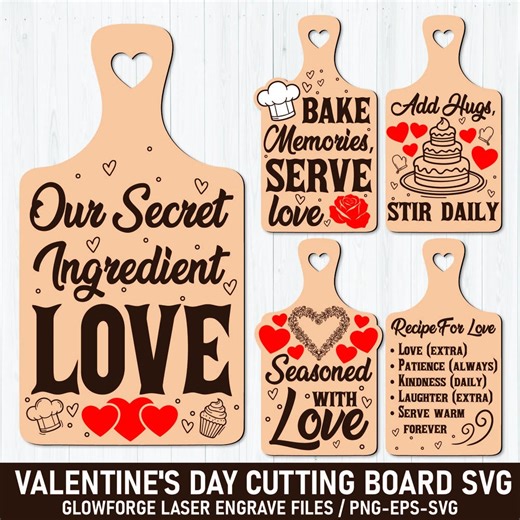 Valentine Cutting Board SVG Bundle | Laser Cut Files - Etsy