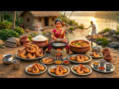 Miniature Doll Cooks Kerala Prawn Curry & Puttu | Relaxing Indian Tiny Kitchen ASMR