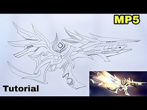 Free fire MP5 gun drawing /Free fire platinum divinity skin drawing/ platinum divinity FF DRAWING