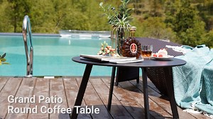 Grand Patio 28" Round Steel Outdoor Coffee Table, Red