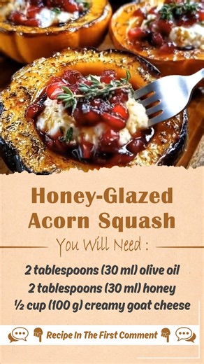 17K views · 47 reactions | Honey-Glazed Acorn Squash with Creamy Goat Cheese and Cranberry Drizzle Ingredients For the roasted squash 2 small acorn squashes (about 1 lb / 450 g each), halved and seeds removed 2 tablespoons (30 ml) olive oil 2 tablespoons (30 ml) honey F.U.L.L R.E.C.I.P.E ⬇️ ⬇️ ⬇️ | Very Good Recipes | Facebook