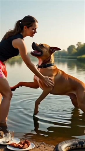 Terrifying Riverside Encounter: Dog Tries to Wake Owner as Giant Python Lurks Nearby