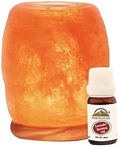 Himalayan Glow Natural Aroma Therapy Hand Carved Crystal Salt Lamp with Neem Wooden Base, Salt Lamp LED Bulb, (ETL Certified)