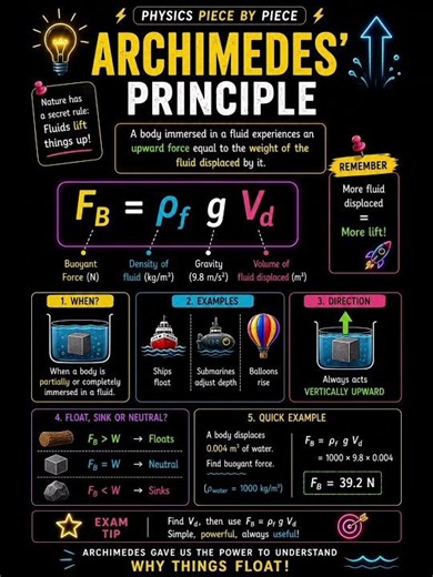Archimedes' Principle Explained ⚓ | Why Do Objects Float? | Class 9, 10 & 11 Physics