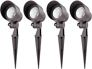 LEONLITE 5W LED Outdoor Landscape Light, Adjustable Pathway Lighting Fixture, IP65 Waterproof, ETL Listed, 5000K Daylight, Aluminum Housing, 5 Years Warranty, Pack of 4