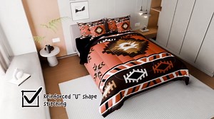 Erosebridal Tribal Aztec 7 Pcs Comforter Set Queen Bed in a Bag,Terracotta Ethnic Bedding Sets for Teens Western Room Decor Southwest Rustic Indian Oriental Pattern Sheet Set with Comforter