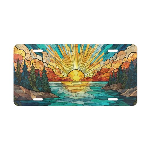 Stained Glass Sunset License Plate, Scenic Nature Car Tag - Etsy