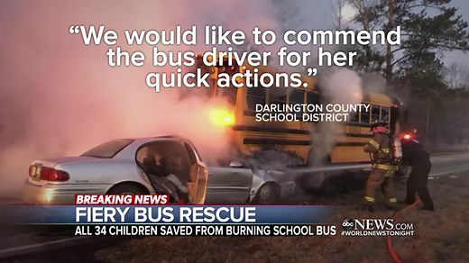 School bus driver gets 34 kids away from fiery crash: Police