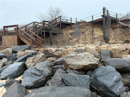 Several Long Island beaches impacted by beach erosion due to the harsh winter weather