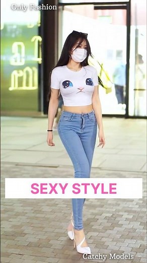 Cute Cat Print Crop Top with Skinny Jeans Look #shorts #tiktok