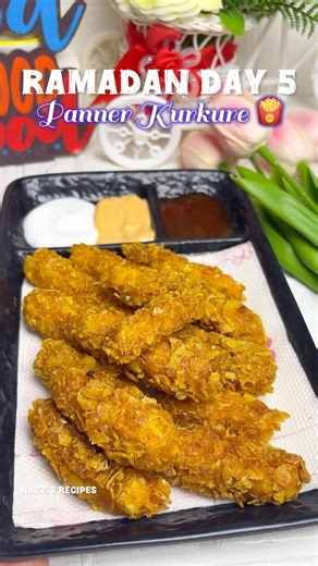 Ramadan Day 5 Iftar ✨Golden crispy Paneer Kurkure — crunchy bites
