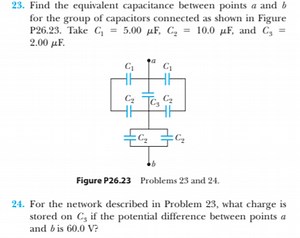 Find the equivalent capacitance between points a and b for the ... | Filo