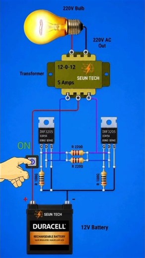 How to Make a 12V to 220V AC Inverter at Home ⚡ | Easy DIY Inverter #Shorts