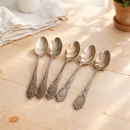 Set of 5 Vintage Silver Plated Tea Spoons, Sweden 1900s, Scandinavian Tea Spoons - Etsy