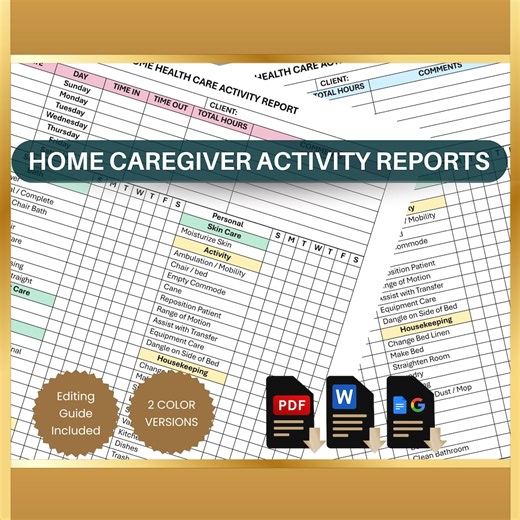 Caregiver Task Report Template: Home Health Care Checklist, Senior Weekly Log (editable Word & Google Docs, Printable PDF) - Etsy