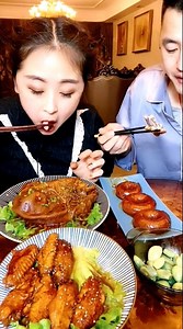 2.2M views · 2.3K reactions | ASMR Mukbang Eating Pork Legs, blood Sausage, Chicken Wing and Eggs soup | Kura | Facebook