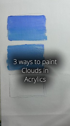 Three ways to paint clouds in acrylics. Bear in mind these are small areas and the techniques work even better over a larger area as they would be in most paintings. | The Artery Art Shop and Classes