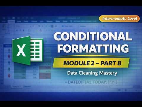 Module 2 – Excel Intermediate | Part 8 – Conditional Formatting (Advanced Practical Use)