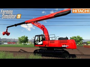 Farming Simulator 19 - HITACHI 350LC TELESCOPIC ARM Excavator Digging The Dirt From The Ditch