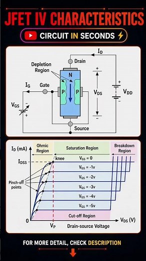 JFET IV Characteristics Explained ⚡ | Regions, Pinch-Off & Graph Made Easy #electrical #shorts