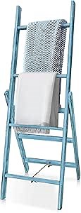 Wooden Blanket Ladder (49") Set of 2 - Use Together or Apart Free Standing or Wall Drying Rack Decorative Ladder Set for Living Room, Bathroom, Farmhouse, Quilt Display, Water Resistant