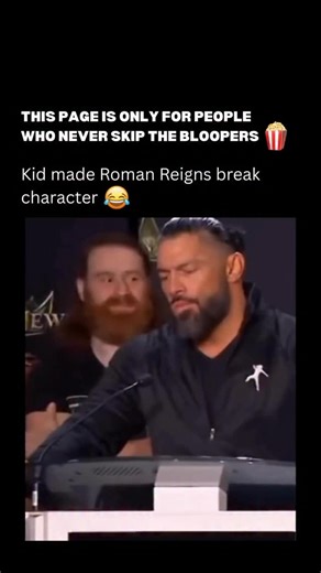 TV Show Bloopers on Instagram: "Roman Reigns was on the mic at the WWE Crown Jewel press conference in Las Vegas when a young fan unexpectedly yelled “You suck!” while Reigns was agreeing with Triple H’s praise of him. Reigns didn’t sweat it — he looked right toward where the voice came from, paused, and then fired back with a grin, “Except that… I’m the greatest of all time, kid,” drawing immediate laughter and cheers from the crowd before he continued with the rest of the press moment. ￼ What