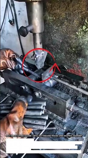 Bolt Thread Cutting Machine | Metal Rod Threading Process Using Industrial Equipment.