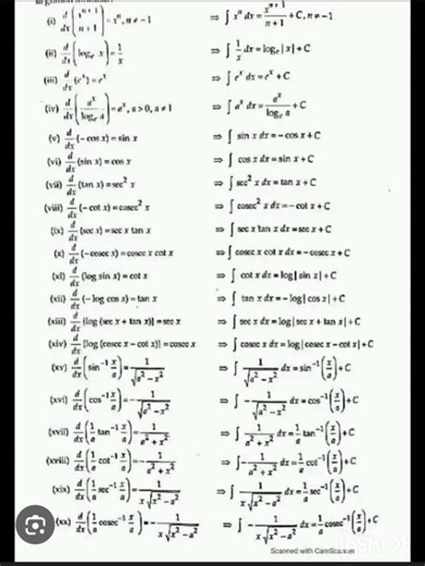 Formulas of differential and integrals #maths #mathstricks #education #integrationformulas