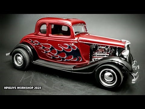 1934 Ford Hot Rod 383 V8 1/25 Scale Model Kit Build How To Assemble Paint Mask Gauges Interior