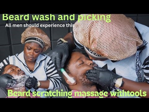 ASMR your man needs this beard scratch massage with tools and beard wash, ultimate man pampering